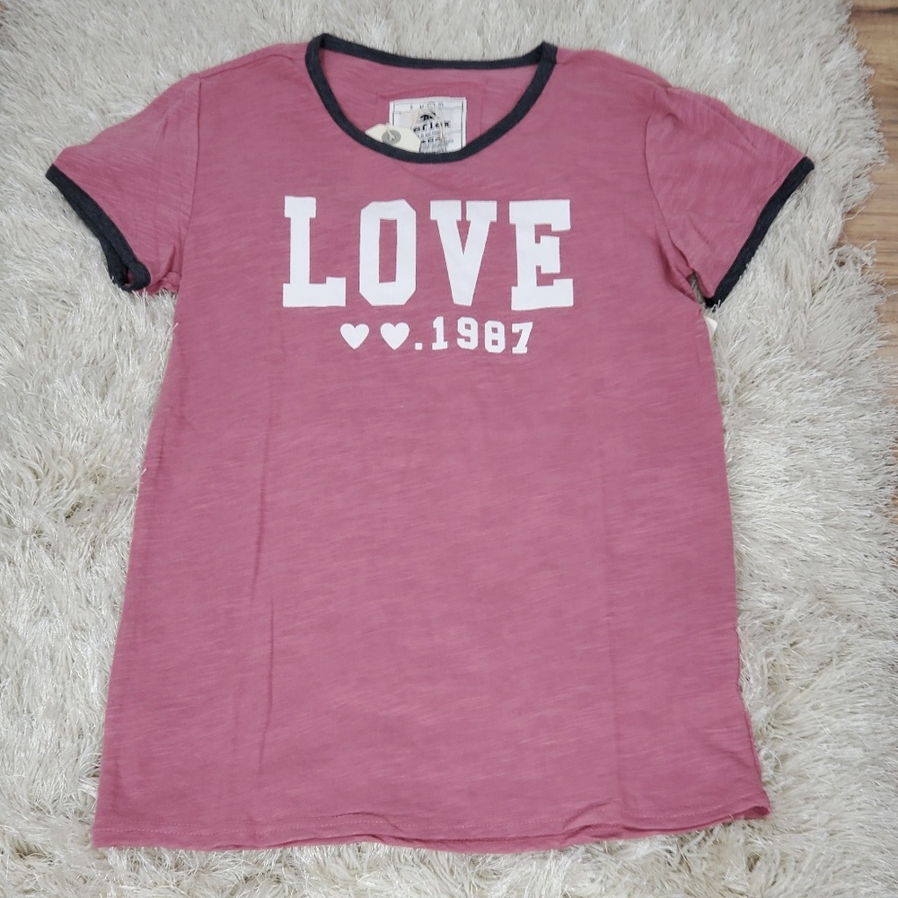 Women's T-Shirt LOVE 1987 top Color Pink Sz Large